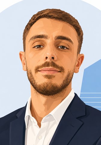 Portrait illustré d’Alexandre, responsable technique cloud et IA de Stizia