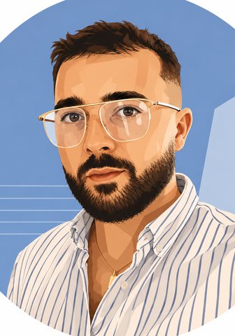 Portrait illustré de Thomas, responsable produit et UX/UI de Stizia